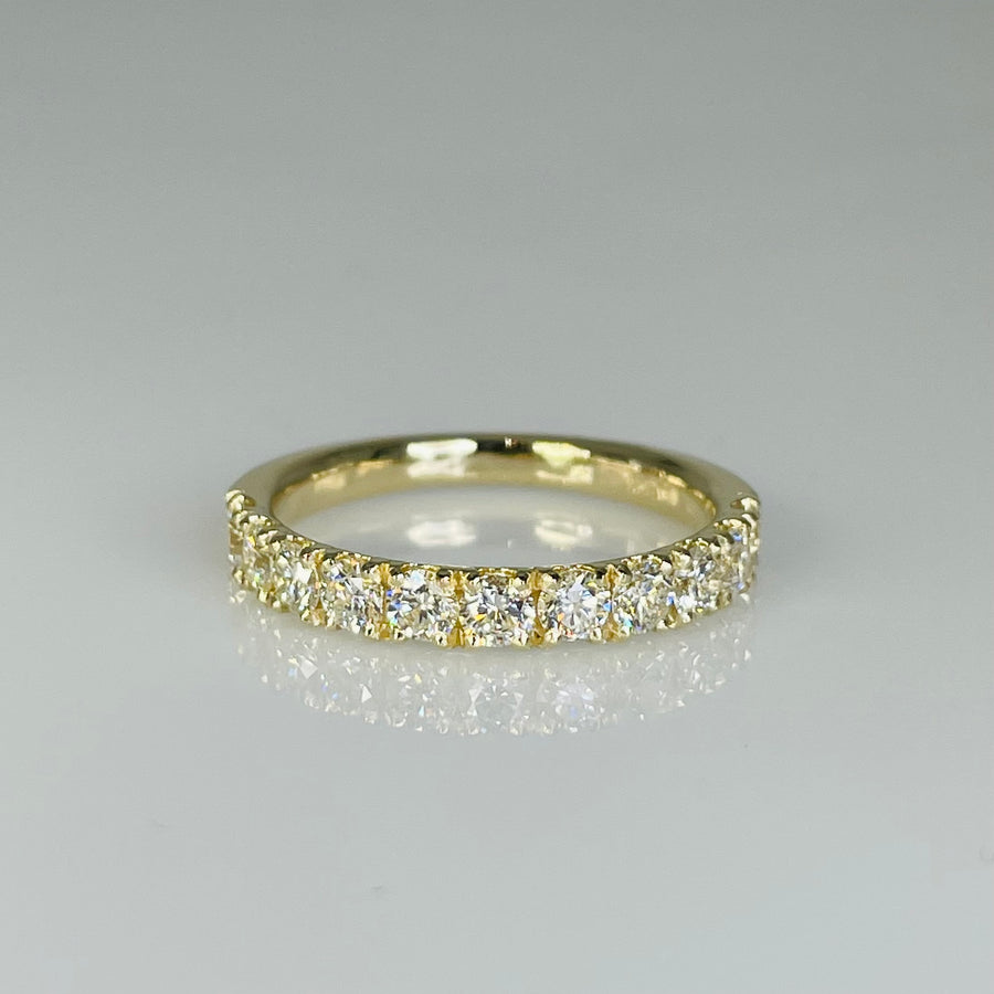 14K Yellow Gold Half Eternity Diamond Band 0.90ct