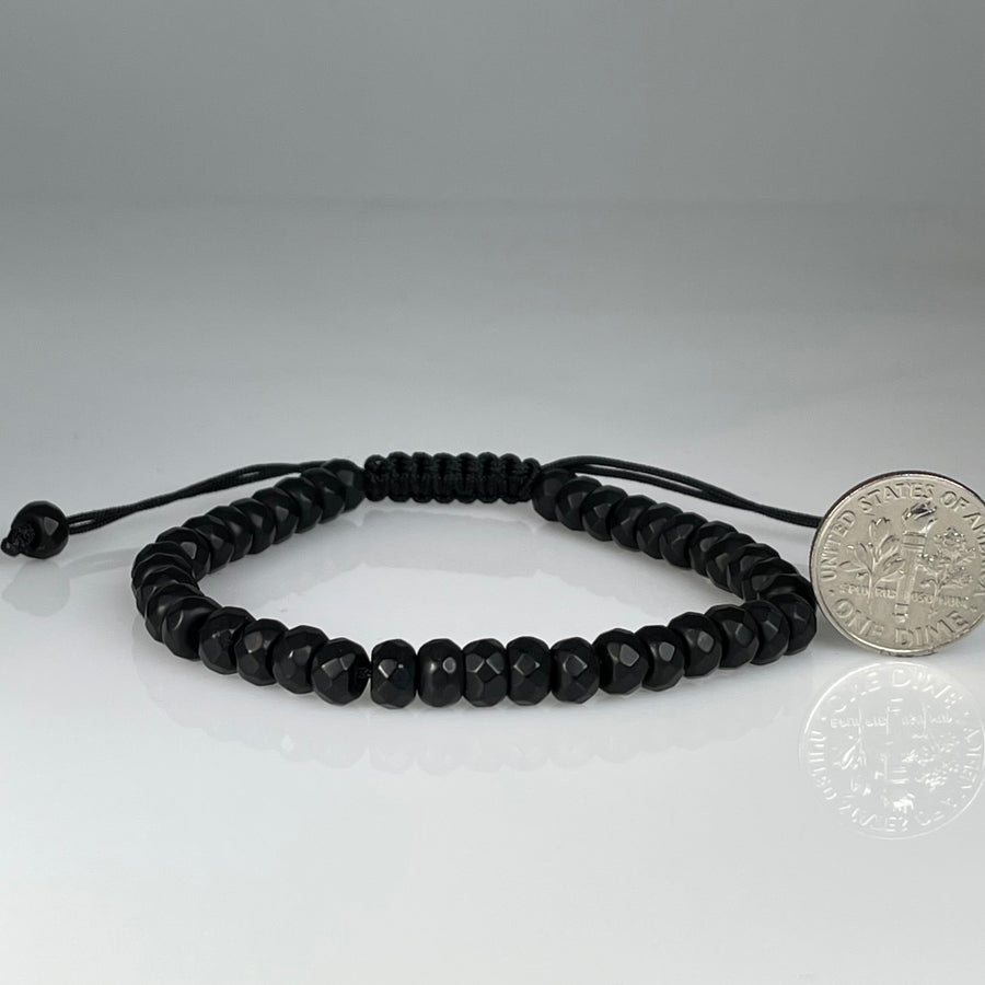 Black Onyx Faceted Macrame Bracelet 6mm