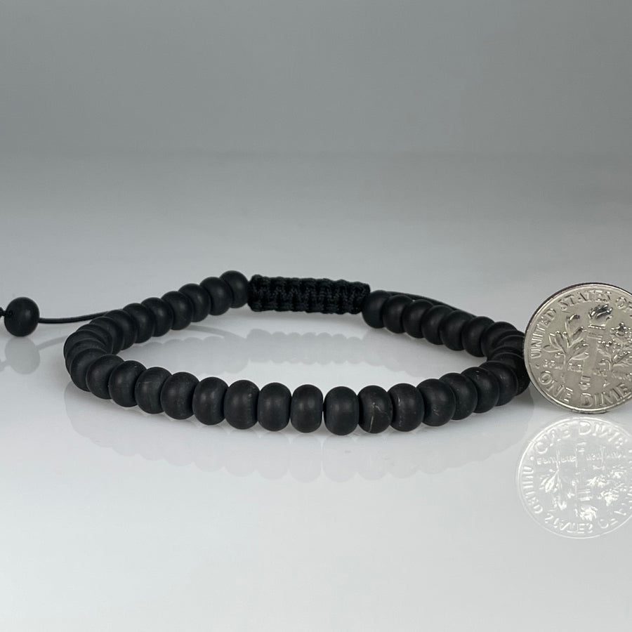 Black Onyx Smooth Matte Macrame Bracelet 6mm