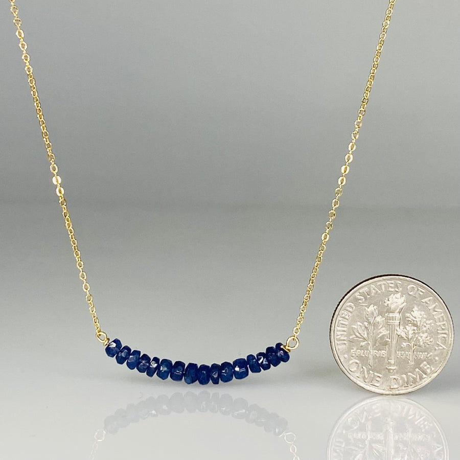Blue Sapphire Bar Necklace 3mm