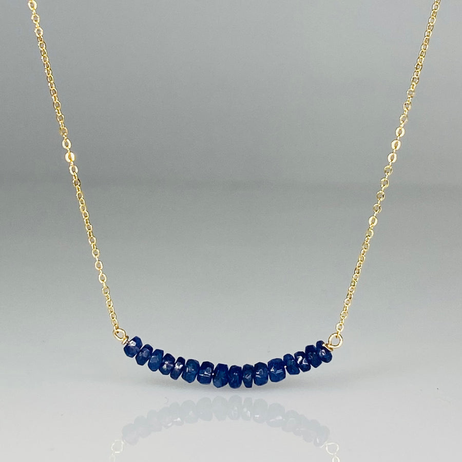 Blue Sapphire Bar Necklace 3mm