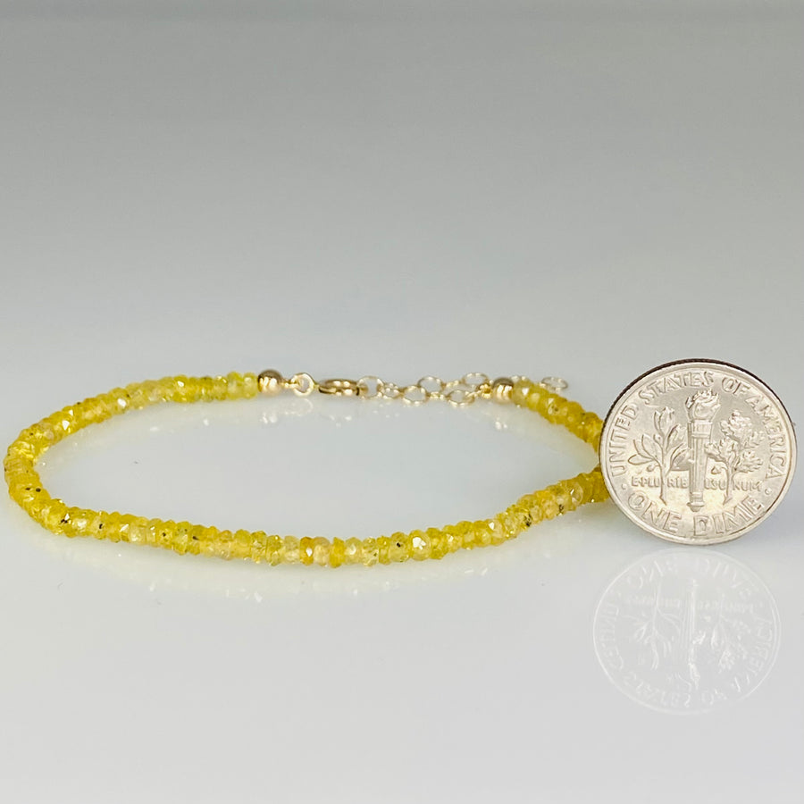 14K Yellow Gold Yellow Sapphire Beaded Bracelet