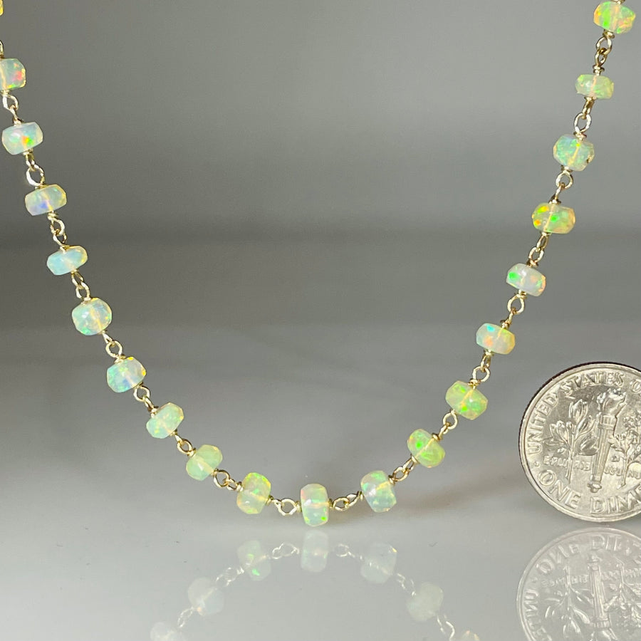 14K Yellow Gold Beaded Ethiopian Opal Necklace