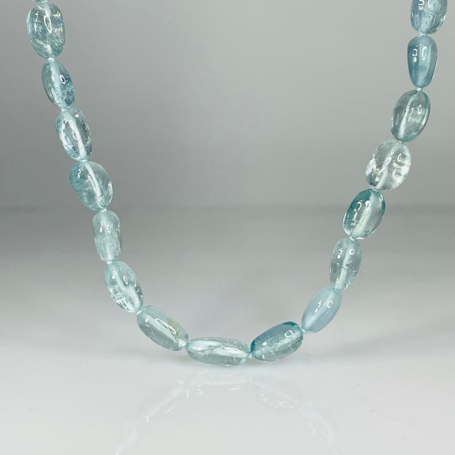 14K Yellow Gold Beaded Aquamarine Necklace