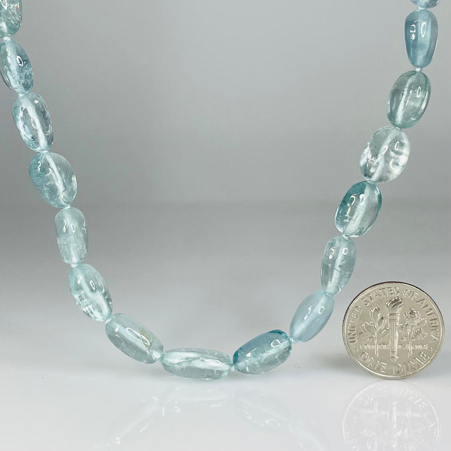 14K Yellow Gold Beaded Aquamarine Necklace