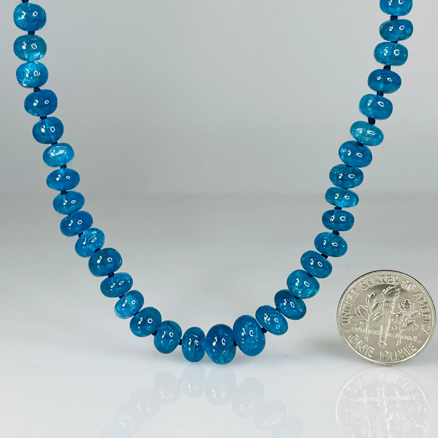 14K Yellow Gold Beaded Blue Apatite Necklace 92ct