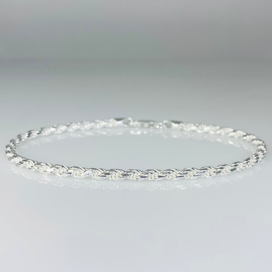 Sterling Silver Rope Chain Bracelet 3mm