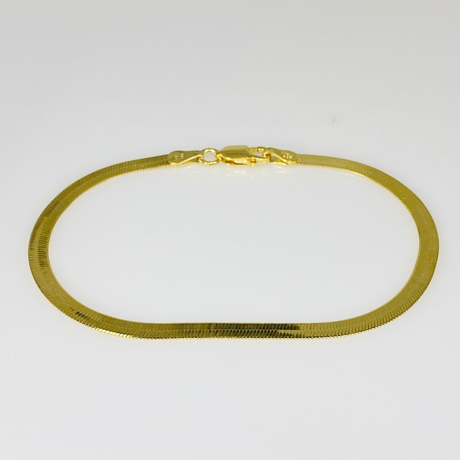 18K Yellow Gold-Plated Herringbone Bracelet 3mm