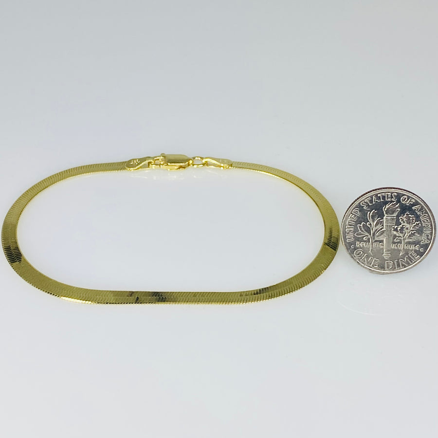 18K Yellow Gold-Plated Herringbone Bracelet 3mm
