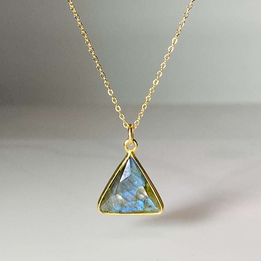 Labradorite Triangle Bezel Necklace
