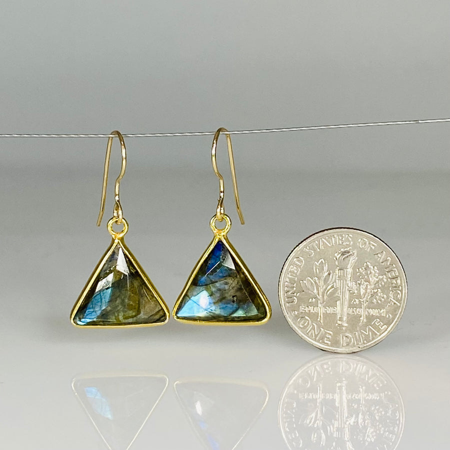 Labradorite Triangle Bezel Earrings 13x14mm