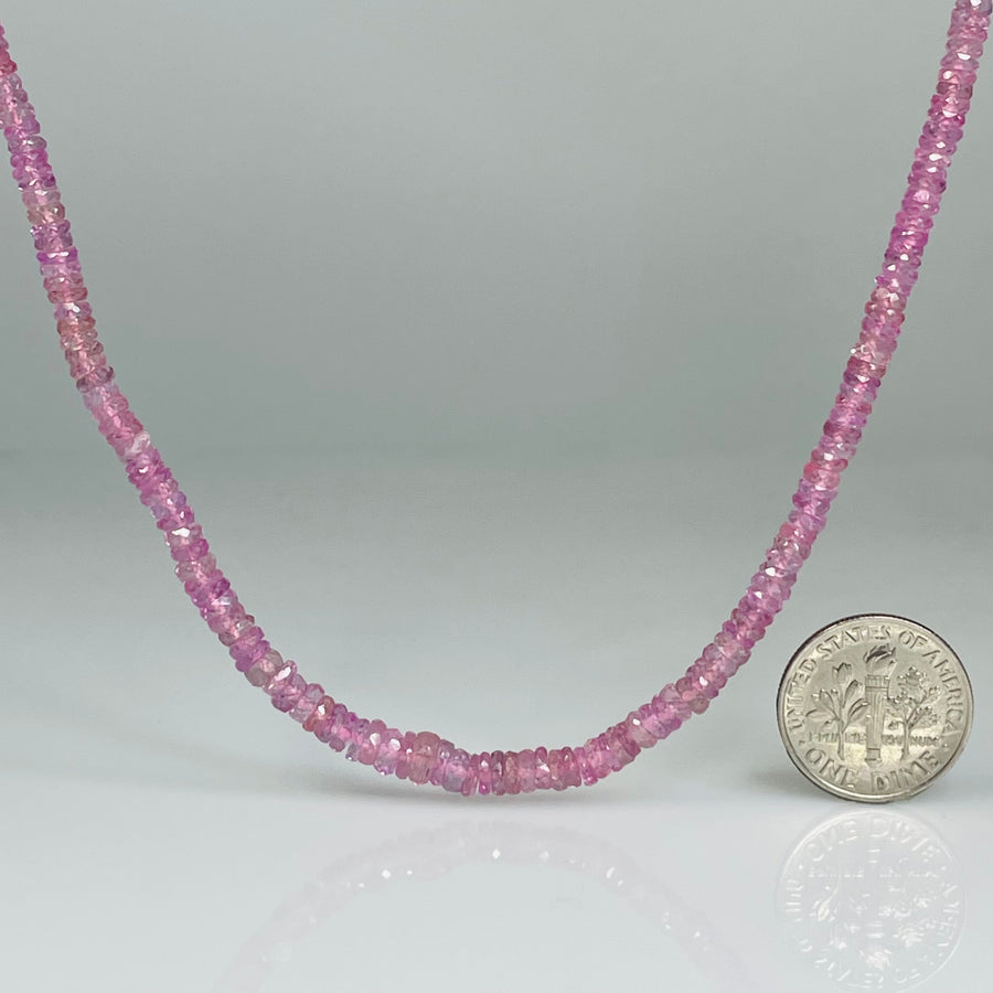 14K Yellow Gold Pink Sapphire Beaded Necklace