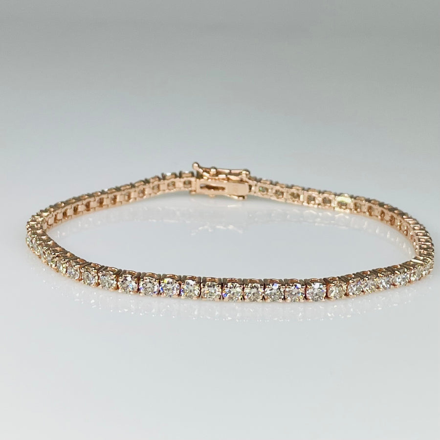 14K Rose Gold Diamond Tennis Bracelet 5.26ct