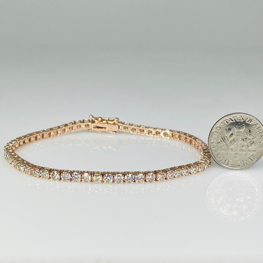 14K Rose Gold Diamond Tennis Bracelet 5.26ct