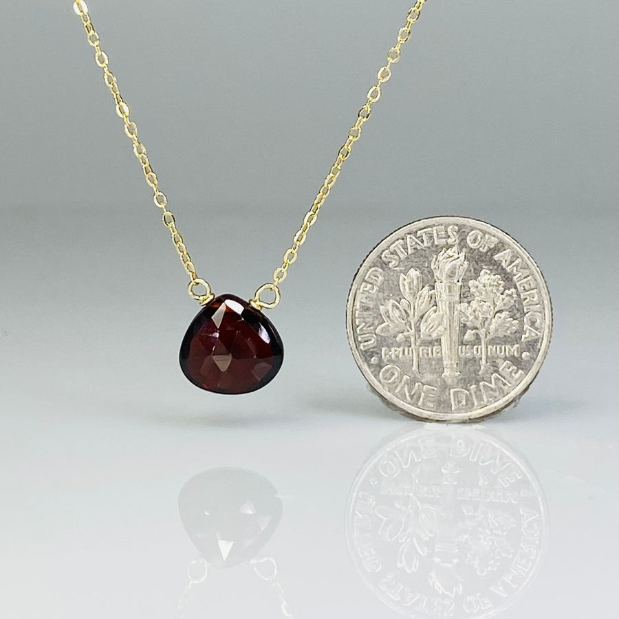 14K Yellow Gold Garnet Teardrop Necklace