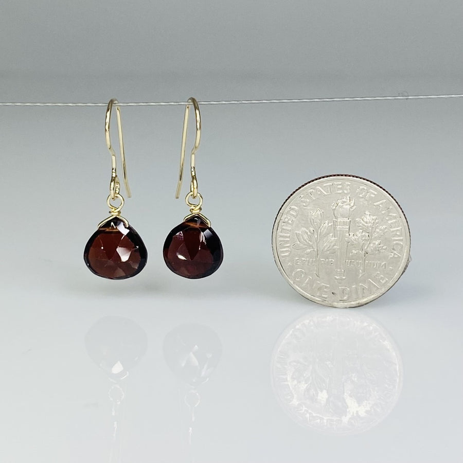 14K Yellow Gold Garnet Teardrop Earrings