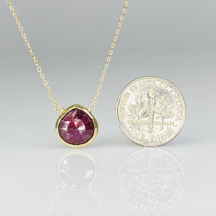 Teardrop Ruby Bezel Necklace