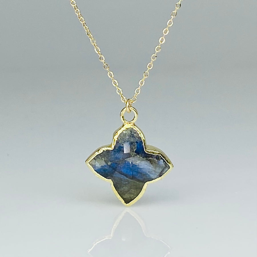 4 Point Star Labradorite Bezel Necklace