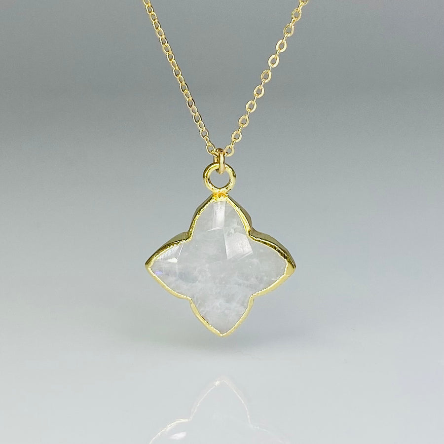 4 Point Star Moonstone Bezel Necklace