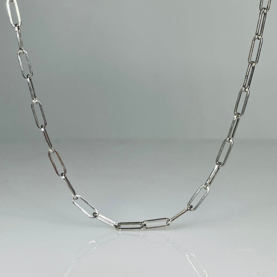 14K White Gold Paperclip Chain 3mm