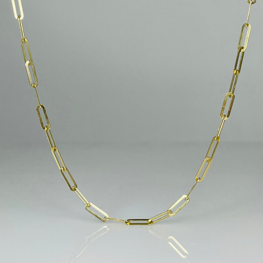 14K Yellow Gold Paper Clip Chain 3x8mm