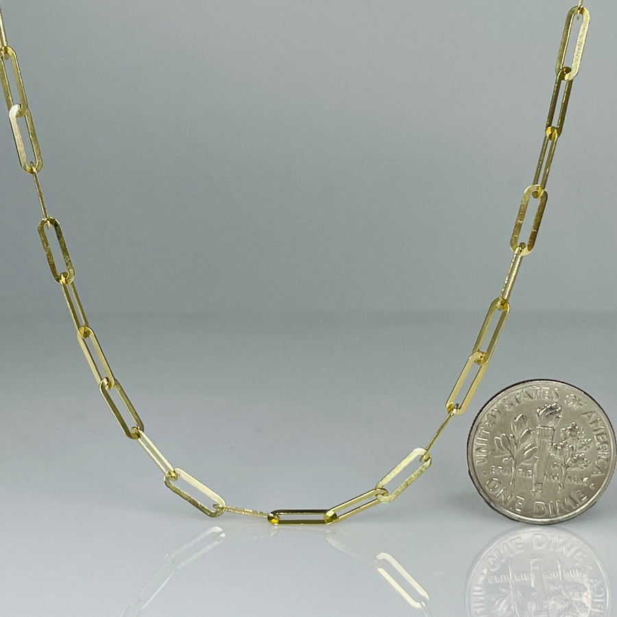 14K Yellow Gold Paper Clip Chain 3x8mm