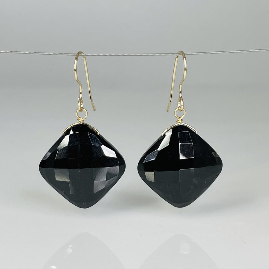 Cushion Black Spinel Earrings 19x19mm