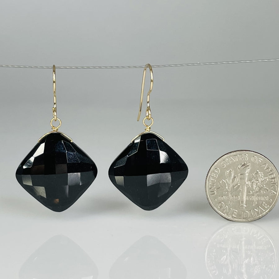 Cushion Black Spinel Earrings 19x19mm