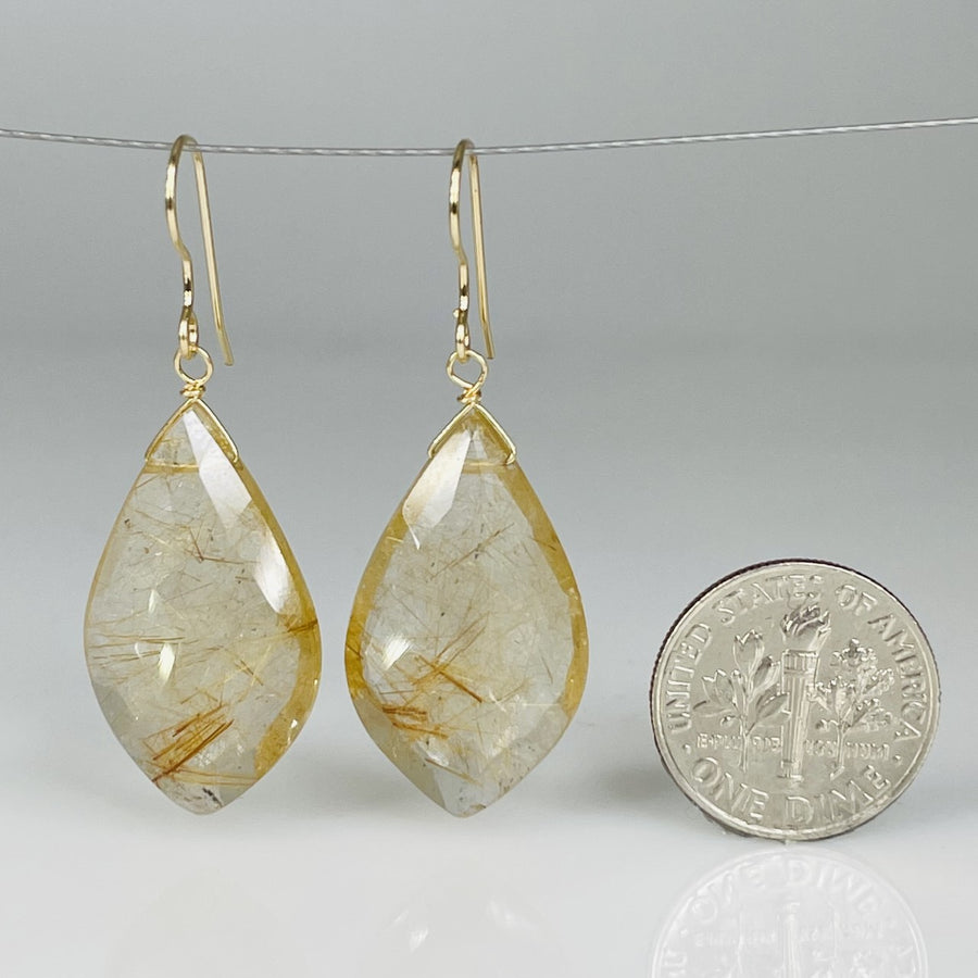 Bronze Rutilated Quartz Chandelier Drop Earrings 15x26mm