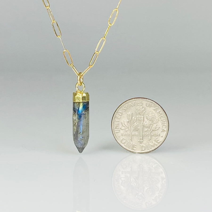 Labradorite Point Bezel Necklace 20"