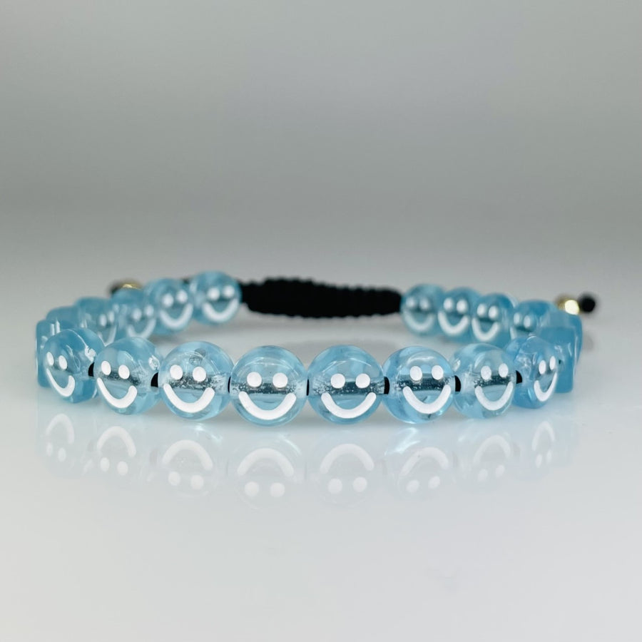 14K Yellow Gold Blue Happy Face Bracelet