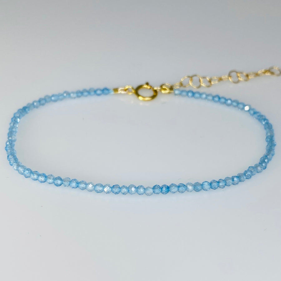 Blue Topaz Beaded Bracelet 2mm