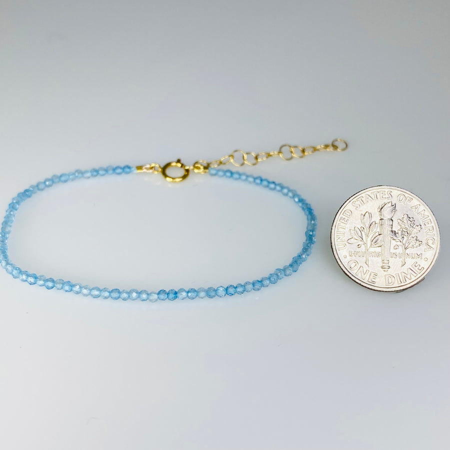 Blue Topaz Beaded Bracelet 2mm