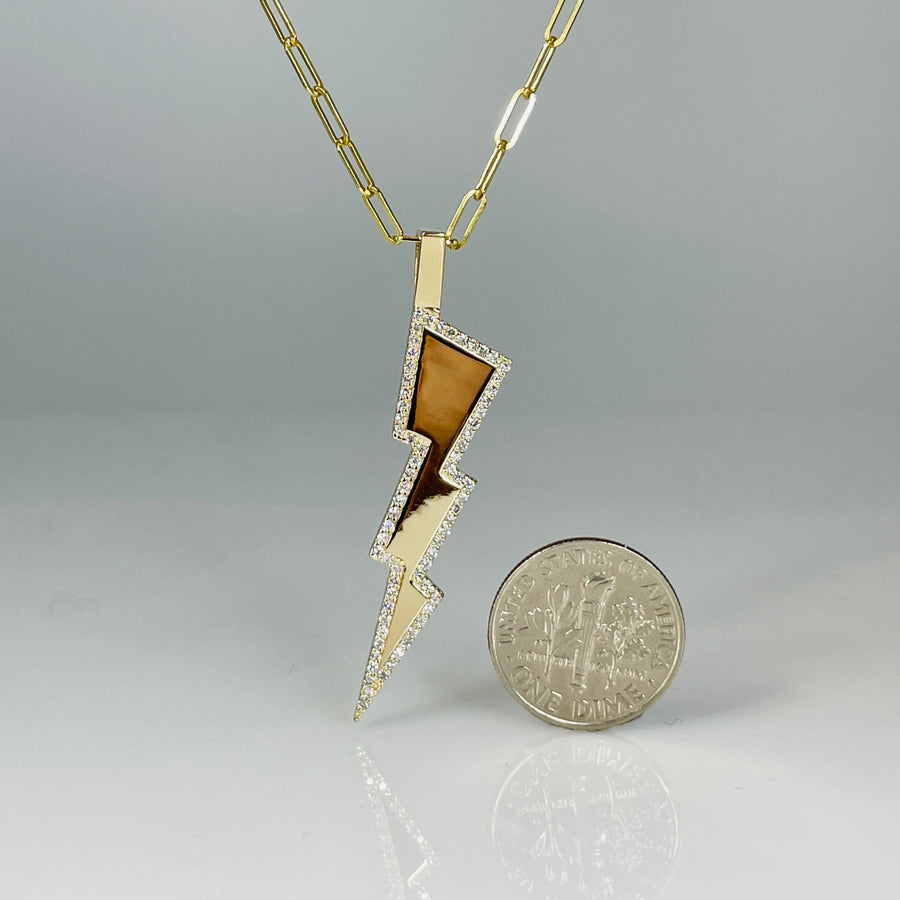 14K Yellow Gold Lightning Bolt Diamond Necklace 0.34ct KyleChanDesign