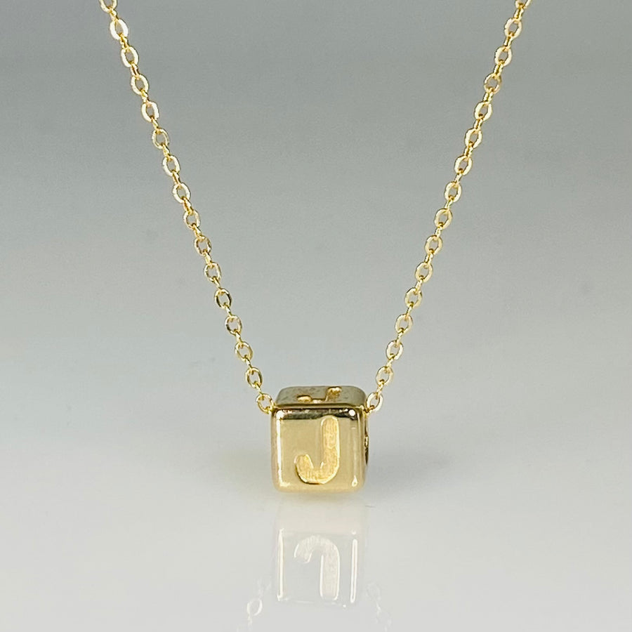 14K Yellow Gold Initial Cube Necklace – KyleChanDesign