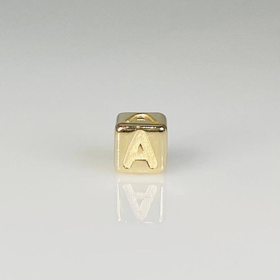 14K Yellow Gold Initial Cube Charm