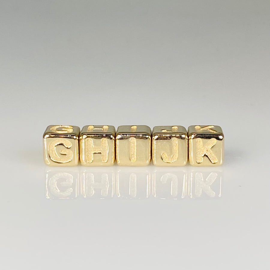 14K Yellow Gold Initial Cube Charm