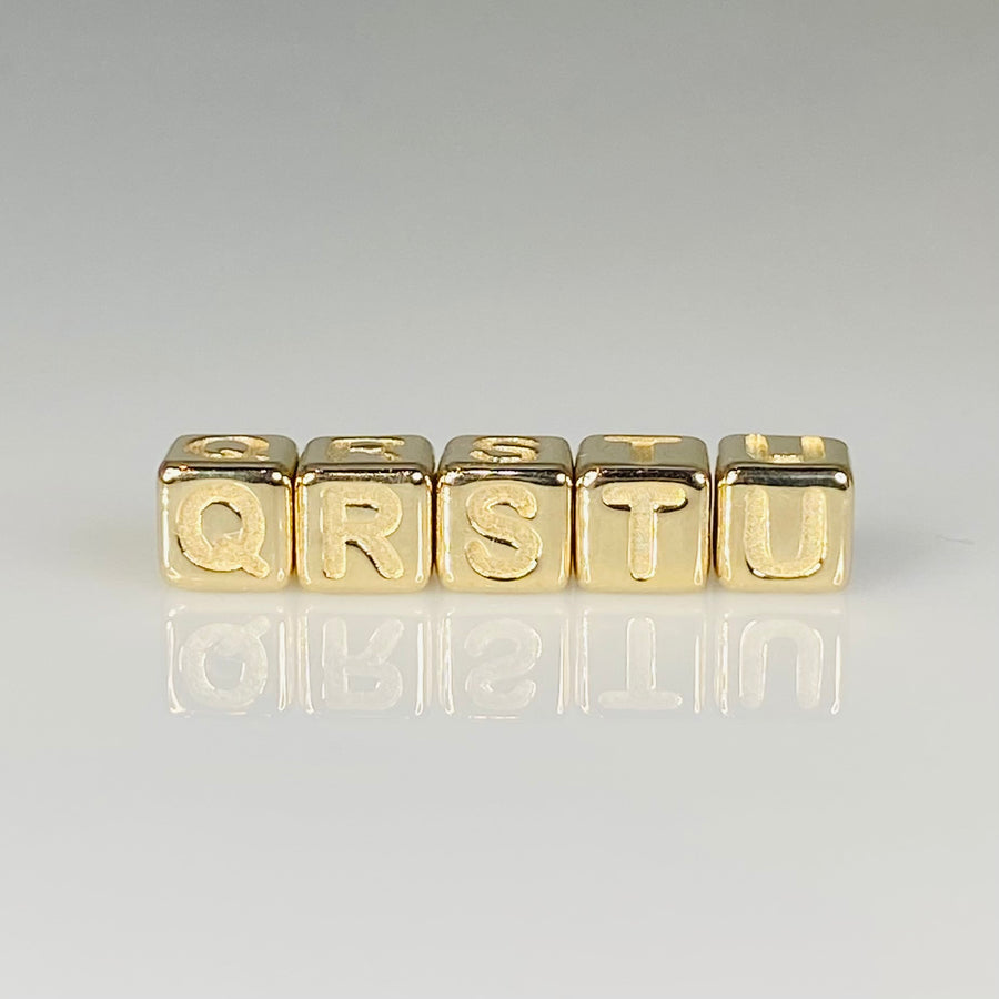 14K Yellow Gold Initial Cube Charm
