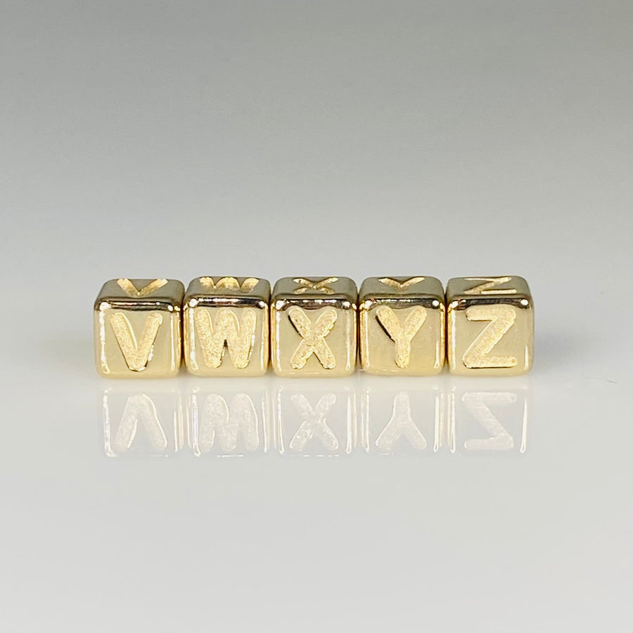 14K Yellow Gold Initial Cube Charm