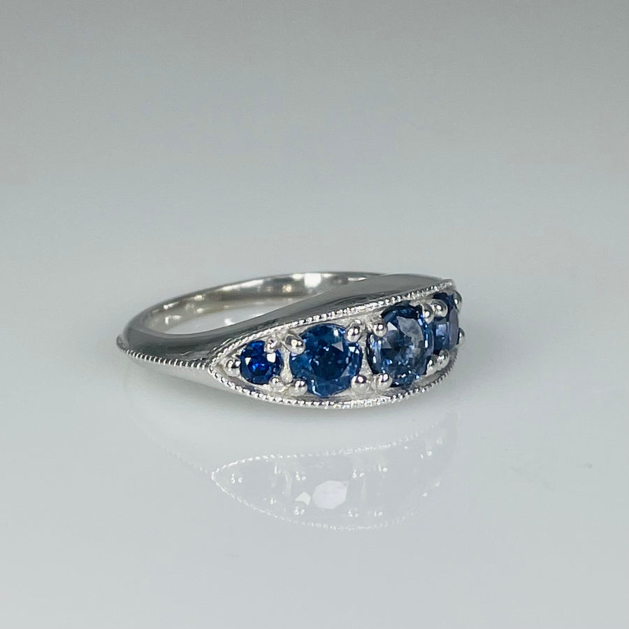 14K White Gold Blue Sapphire Ring 1.43ct