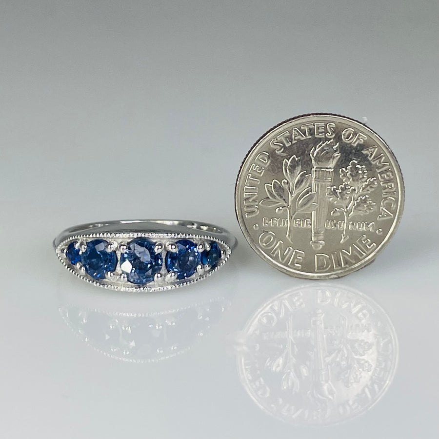 14K White Gold Blue Sapphire Ring 1.43ct