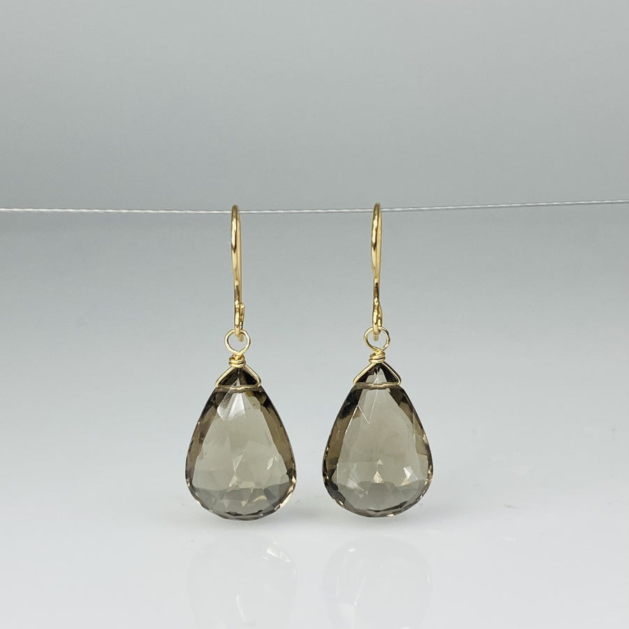Pear Shape Smoky Quartz Earrings 11x18mm