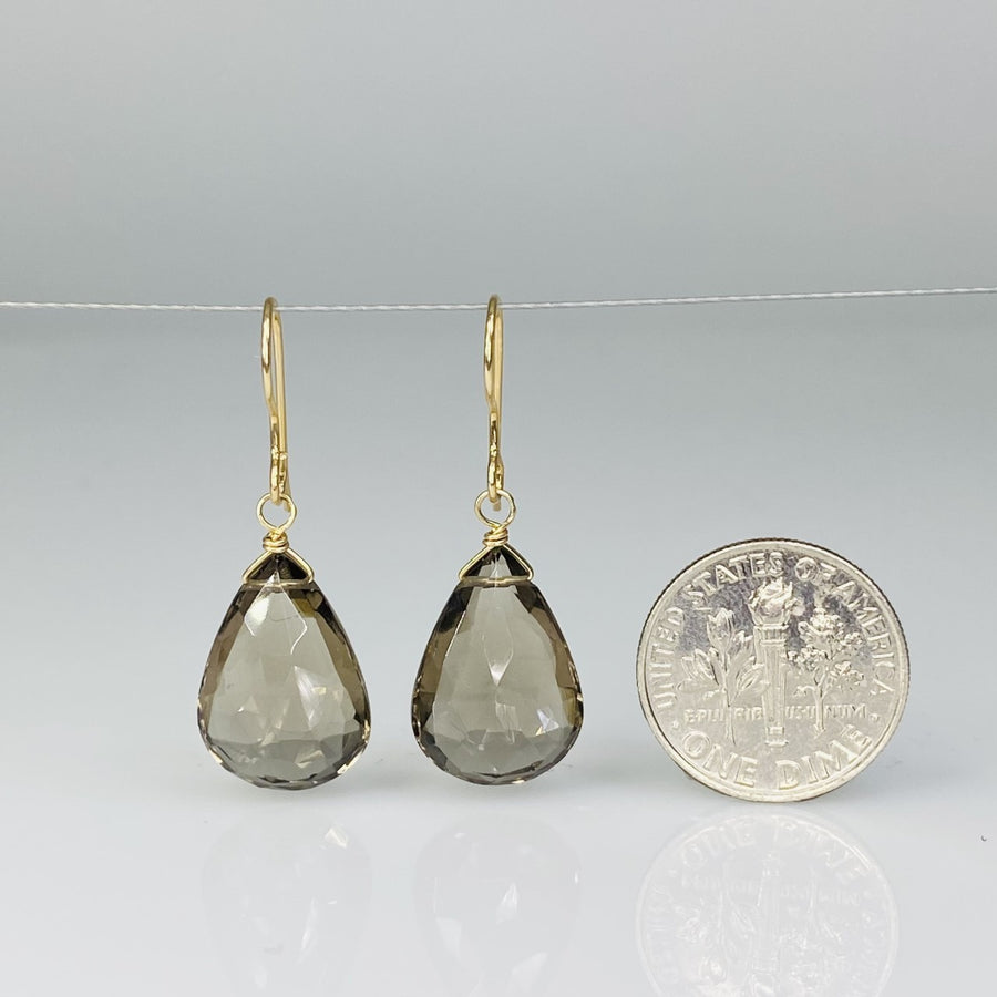 Pear Shape Smoky Quartz Earrings 11x18mm