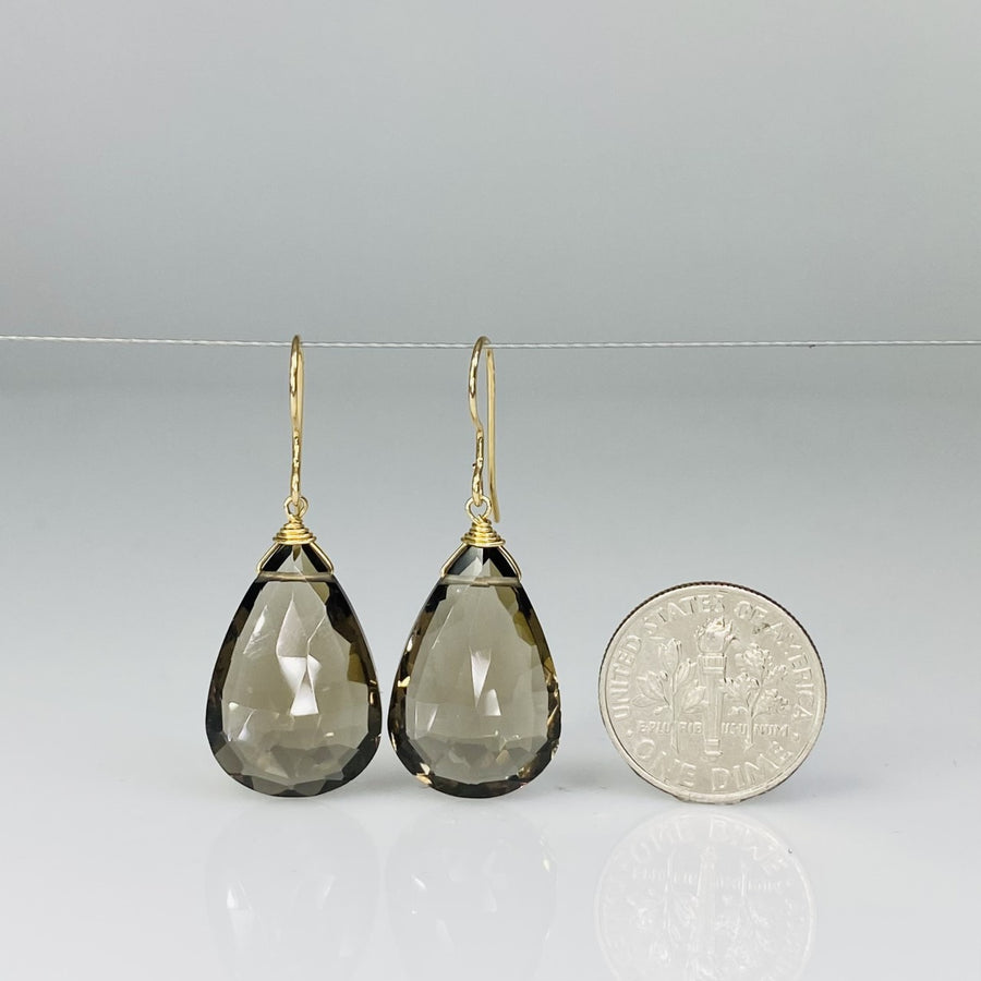 Pear Shape Smoky Quartz Earrings 14x21mm