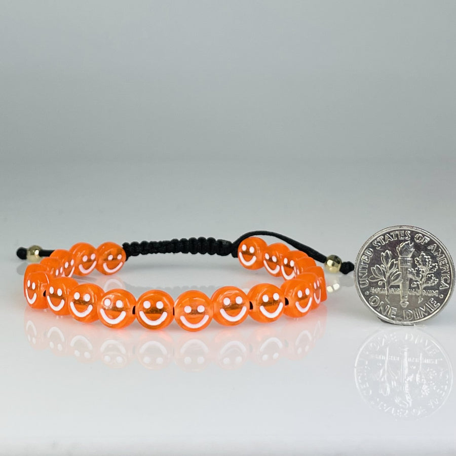 14K Yellow Gold Orange Happy Face Bracelet
