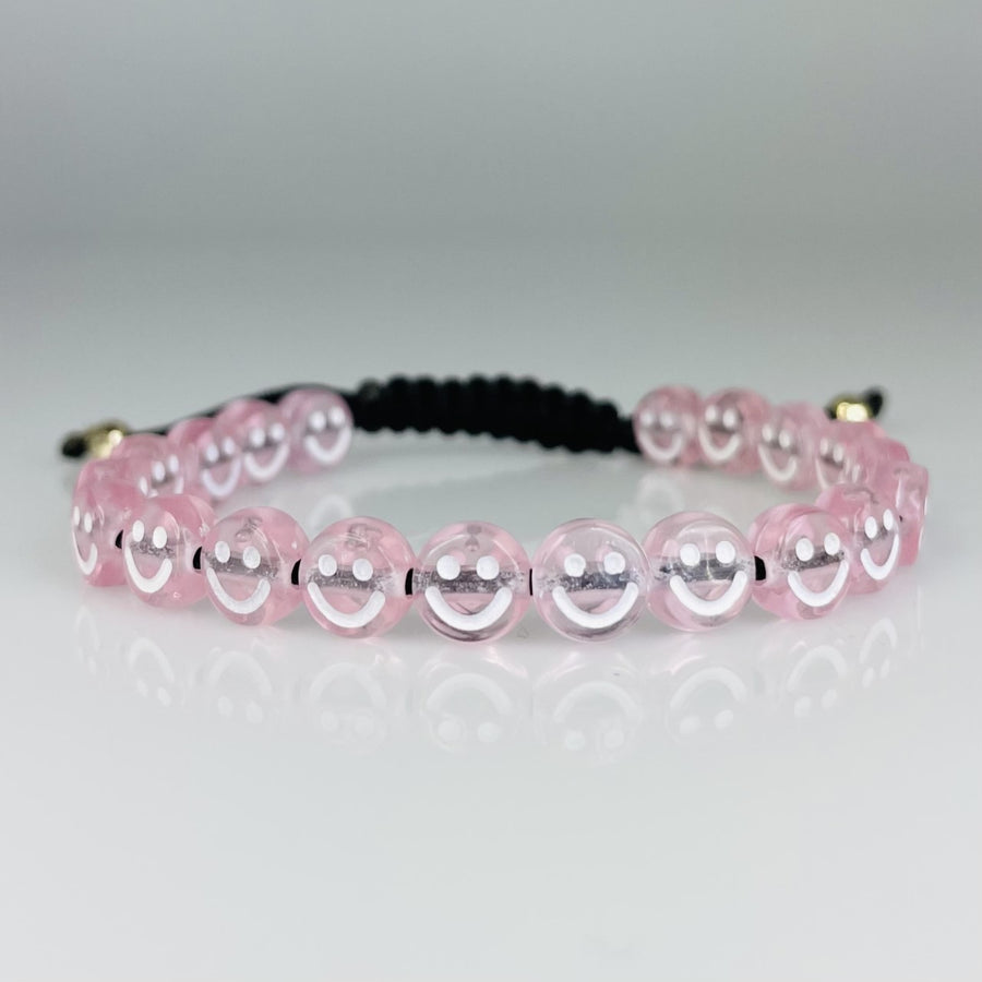14K Yellow Gold Light Pink Happy Face Bracelet