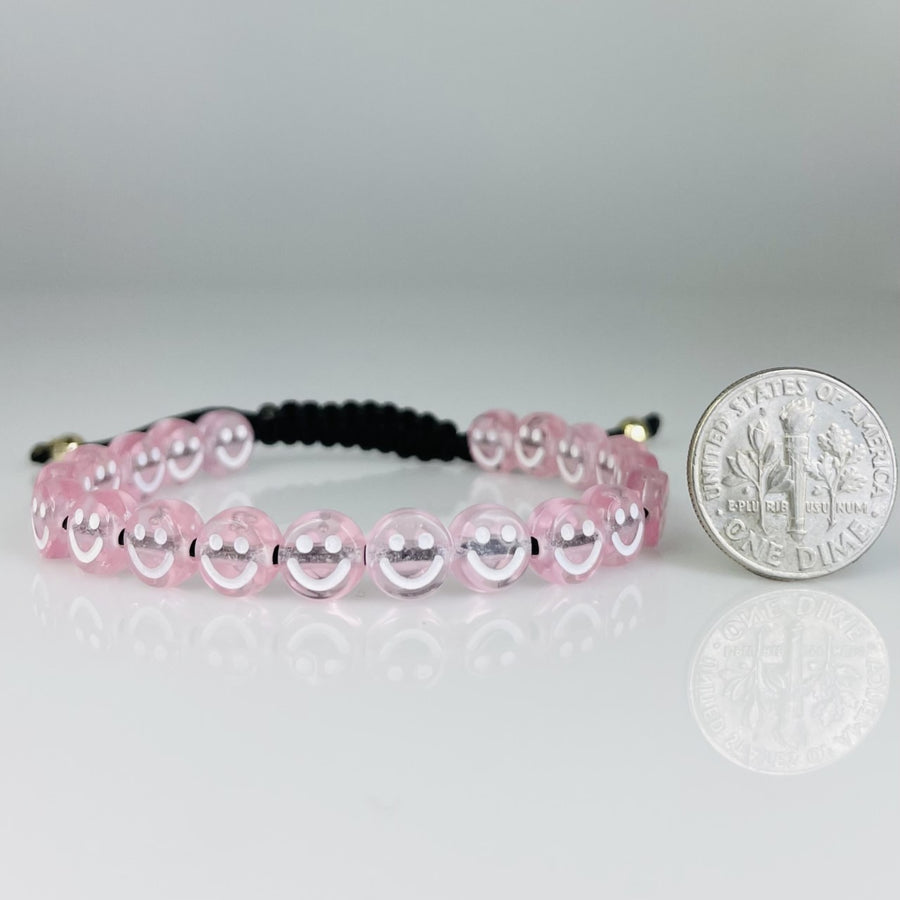 14K Yellow Gold Light Pink Happy Face Bracelet