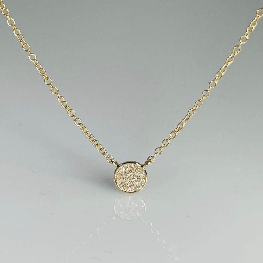 14K Yellow Gold Diamond Disc Necklace 0.04ct