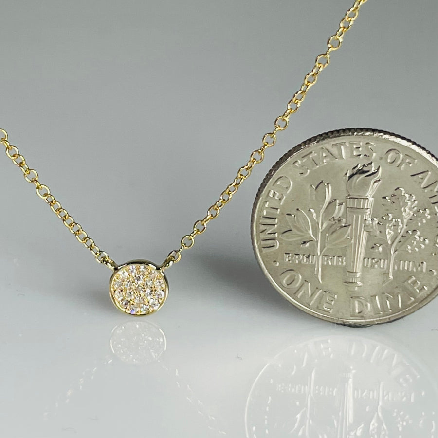 14K Yellow Gold Diamond Disc Necklace 0.04ct