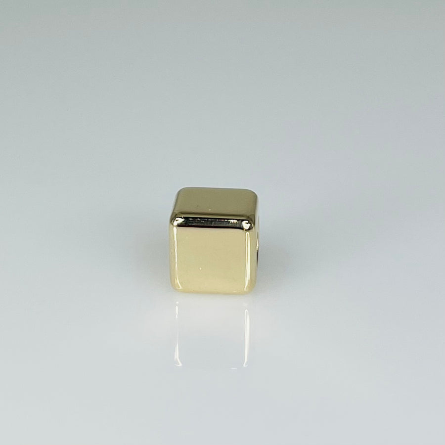 14K Yellow Gold Cube Charm